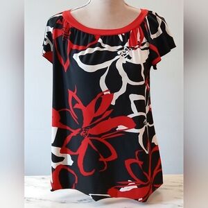 Vtg Y2k Wrapper Black Red Floral Cutout Tie Stretch Cap Flutter Goth Grunge L